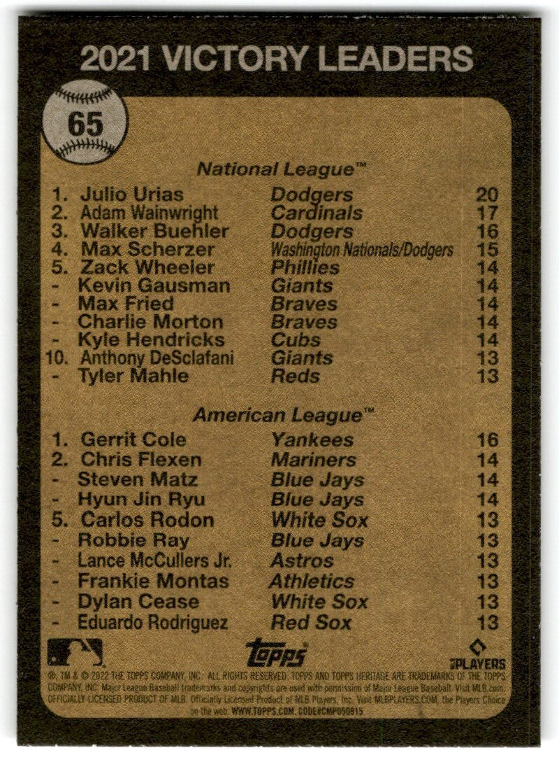 2022 Topps Heritage Julio Urias/Gerrit Cole Los Angeles Dodgers/New York Yankees