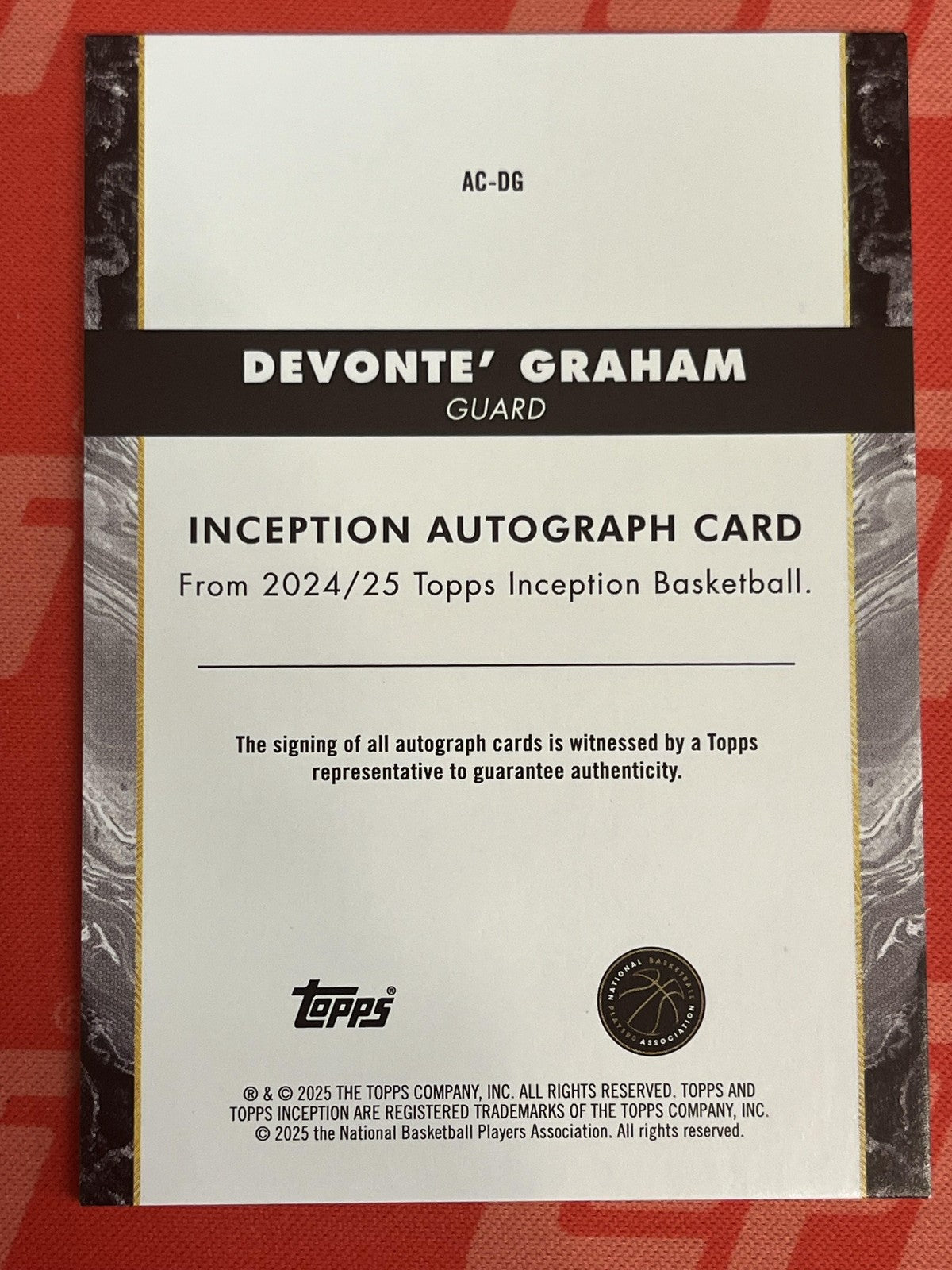 2024-25 Topps Inception ##AC-DG Devonte' Graham