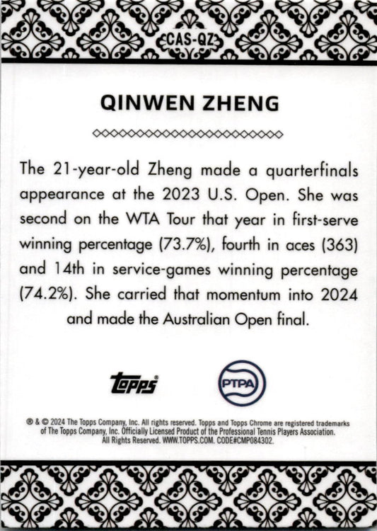 2024 Topps Chrome Tennis Aces #CAS-QZ Qinwen Zheng