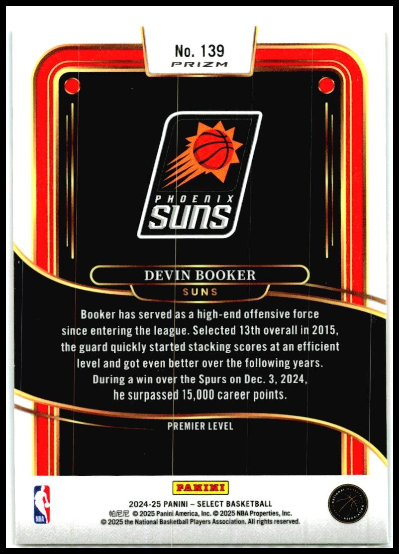 2024-25 Panini Select Orange Flash Prizm #139 Devin Booker Phoenix Suns