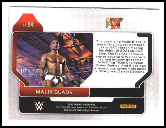 Malik Blade #94 2022 Panini Prizm WWE Rookie RC