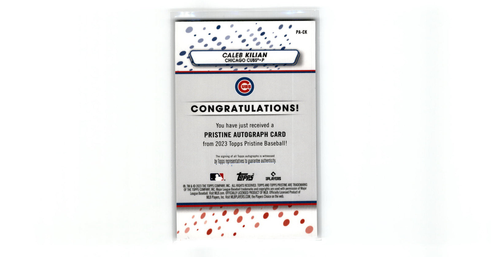 2023 Topps Pristine #PA-CK Caleb Kilian Chicago Cubs