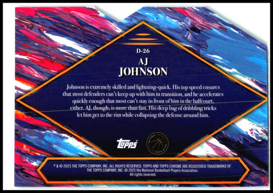2024-25 Topps Finest Debut Blue Refractor #/150 #D-26 AJ Johnson