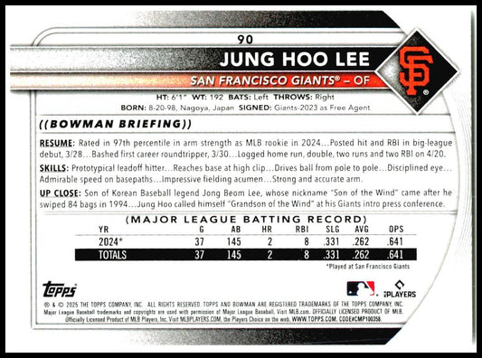 2025 Bowman #90 Jung Hoo Lee San Francisco Giants