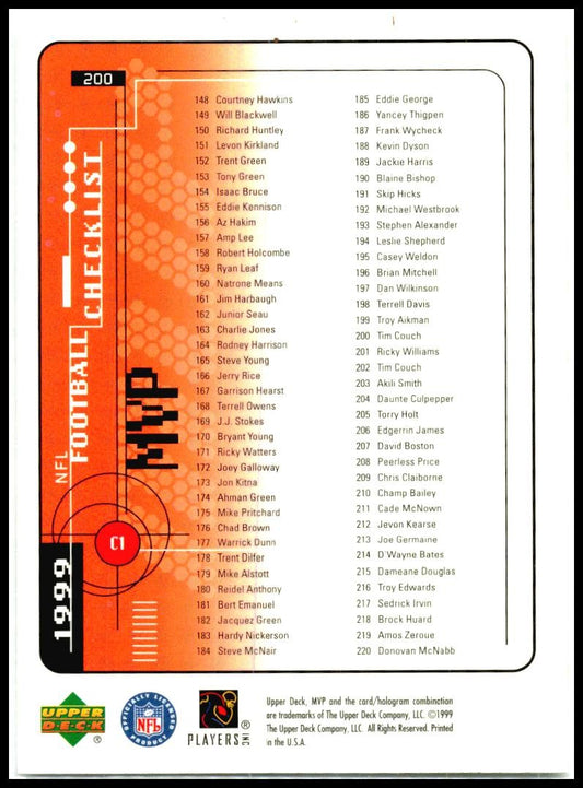 1999 Upper Deck MVP #200 Tim Couch Cleveland Browns