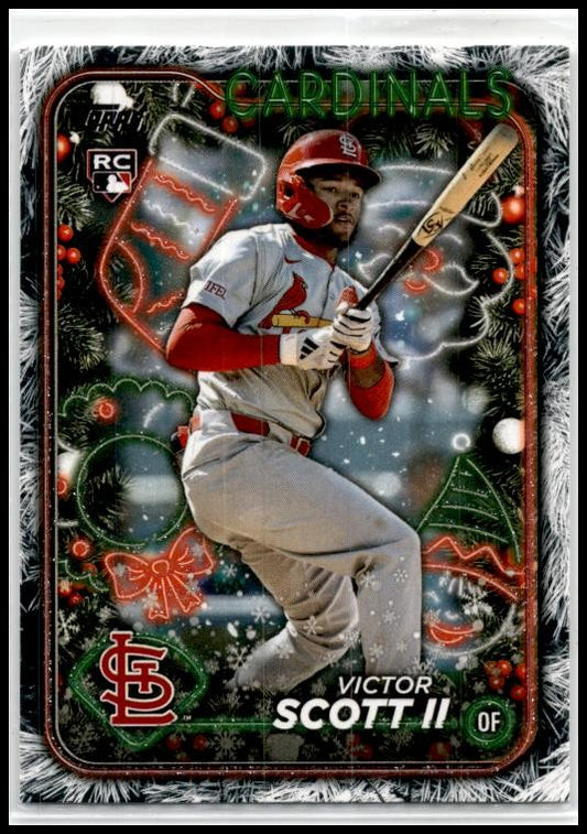 2024 Topps Holiday Silver Glitter #H105 Victor Scott II St. Louis Cardinals