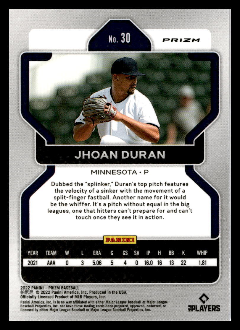 2022 Panini Prizm Red/White/Blue #30 Jhoan Duran