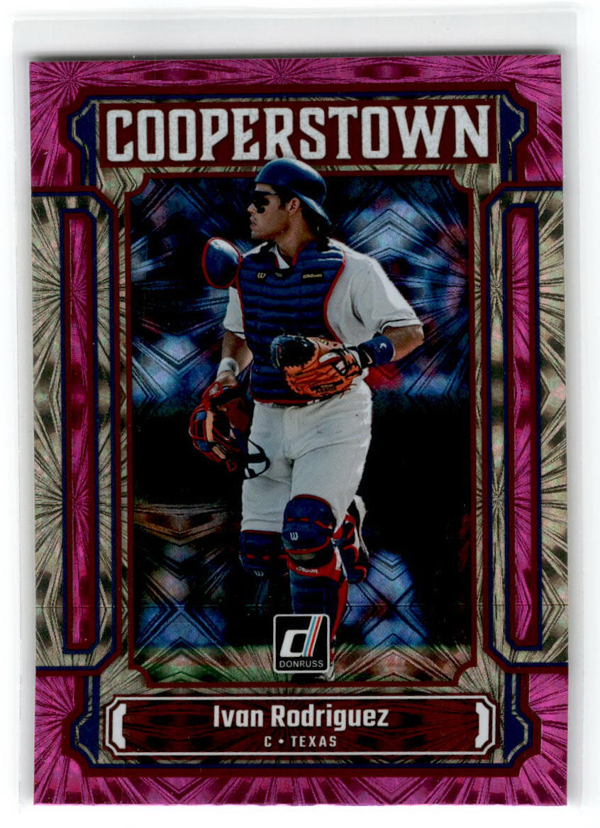 2023 Donruss Cooperstown Pink Fireworks #CT1 Ivan Rodriguez Texas Rangers