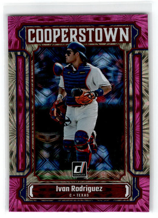 2023 Donruss Cooperstown Pink Fireworks #CT1 Ivan Rodriguez Texas Rangers