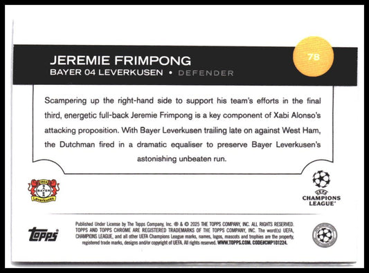 Jeremie Frimpong #78 2024-25 Topps UEFA Club Competitions