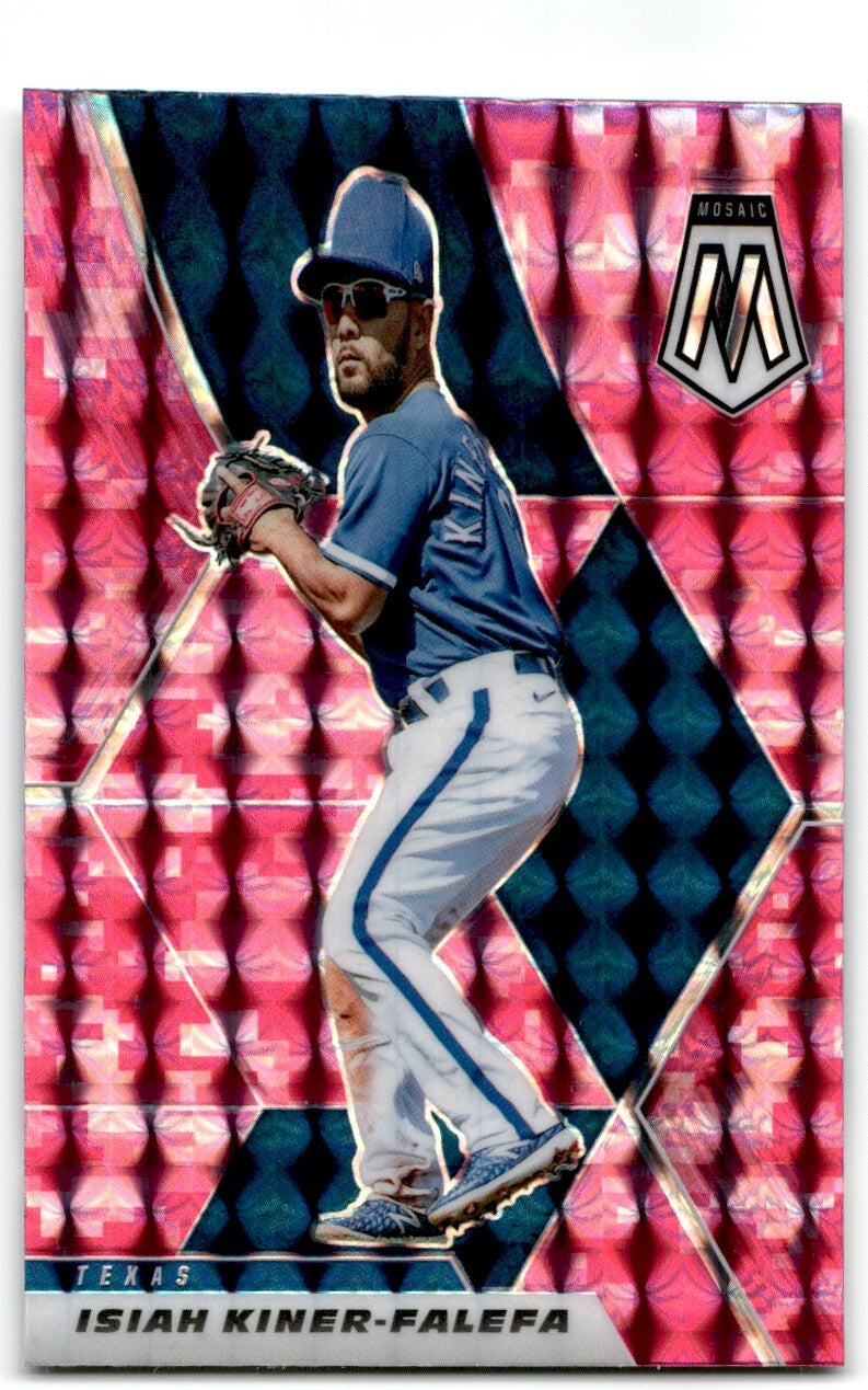 2021 Panini Mosaic Pink Prizm Isiah Kiner-Falefa Texas Rangers #63