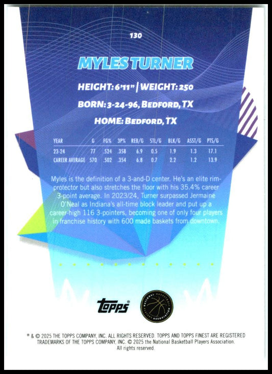 2024-25 Topps Finest #130 Myles Turner