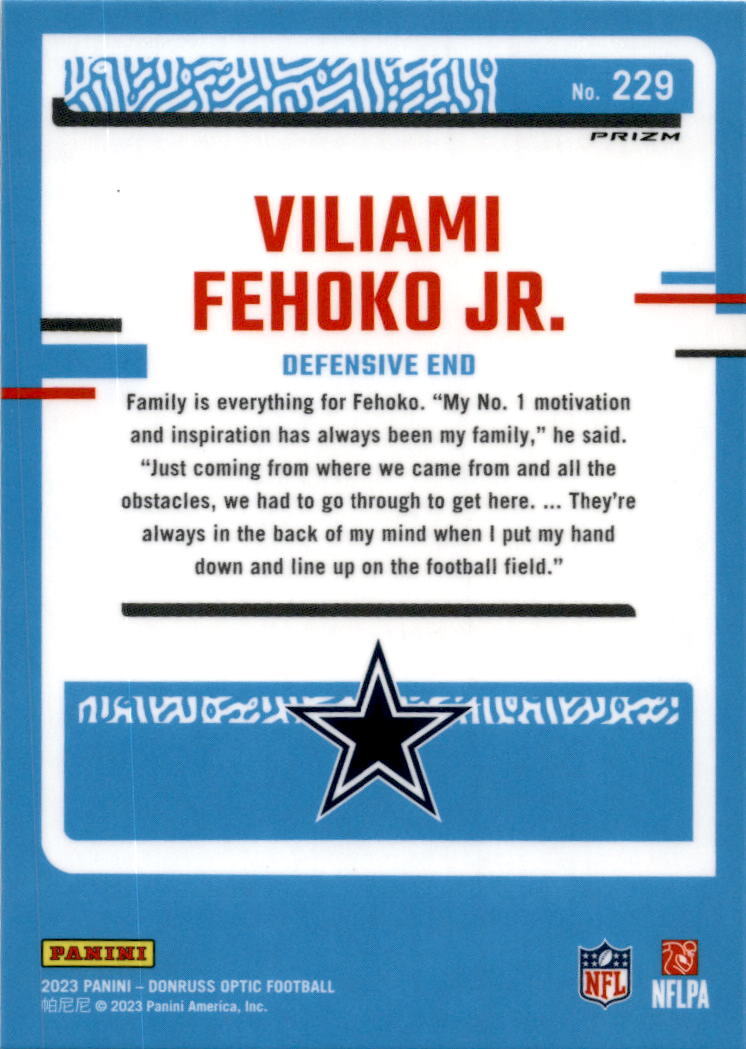 2023 Donruss Optic Green Hyper #229 Viliami Fehoko Jr. Dallas Cowboys