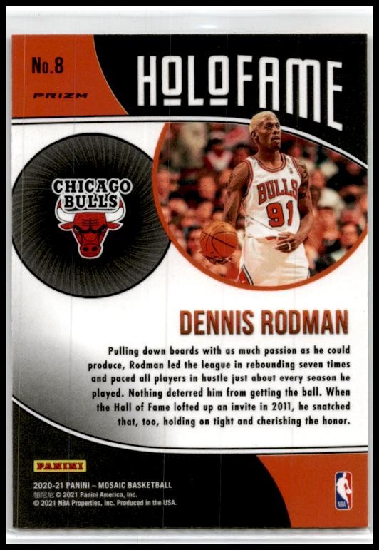 2020-21 Panini Mosaic HoloFame Mosaic Green #8 Dennis Rodman Chicago Bulls