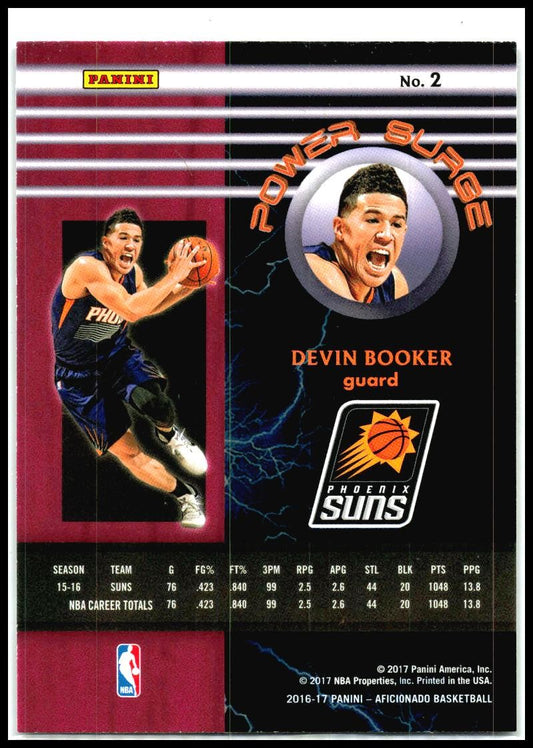 2016-17 Panini Aficionado Power Surge #2 Devin Booker Phoenix Suns