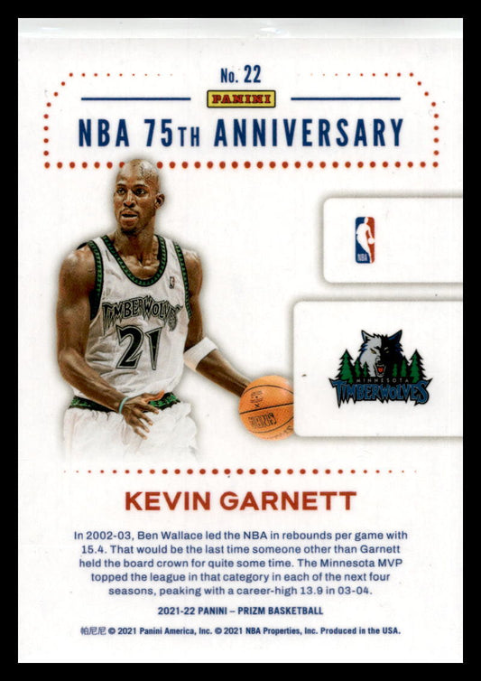 2021 Panini Prizm NBA 75th Logo Retail #22 Kevin Garnett Minnesota Timberwolves