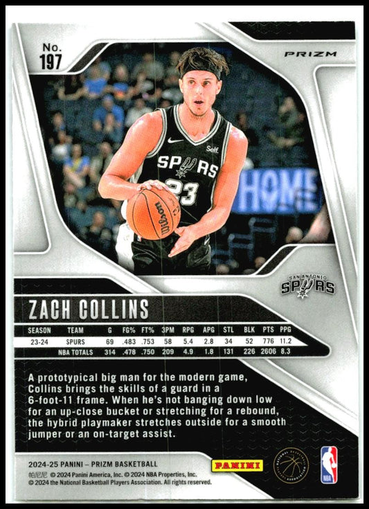 2024-25 Panini Prizm Prizms Silver #197 Zach Collins San Antonio Spurs
