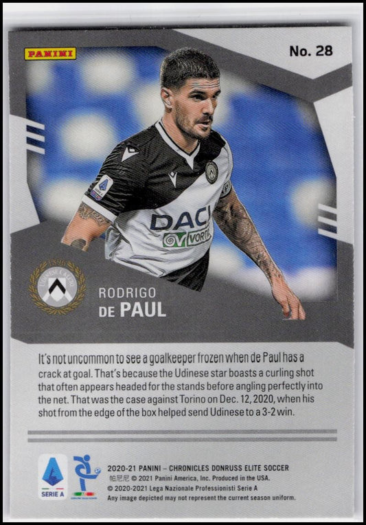 2020-21 Panini Chronicles #28 Rodrigo de Paul Elite Serie A Purple Astro