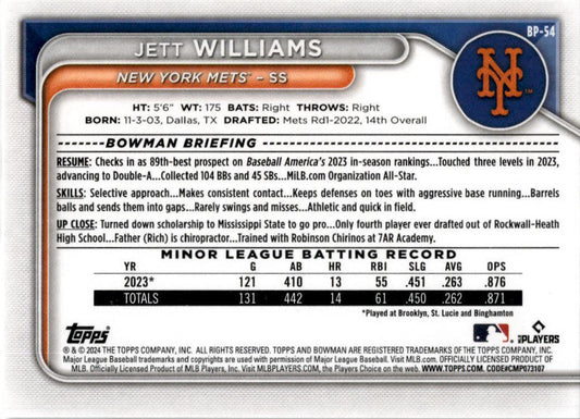 2024 Bowman #BP-54 Jett Williams