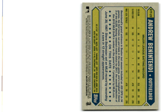 2017 Topps Chrome 1987 Baseball Andrew Benintendi Boston Red Sox #87T-25