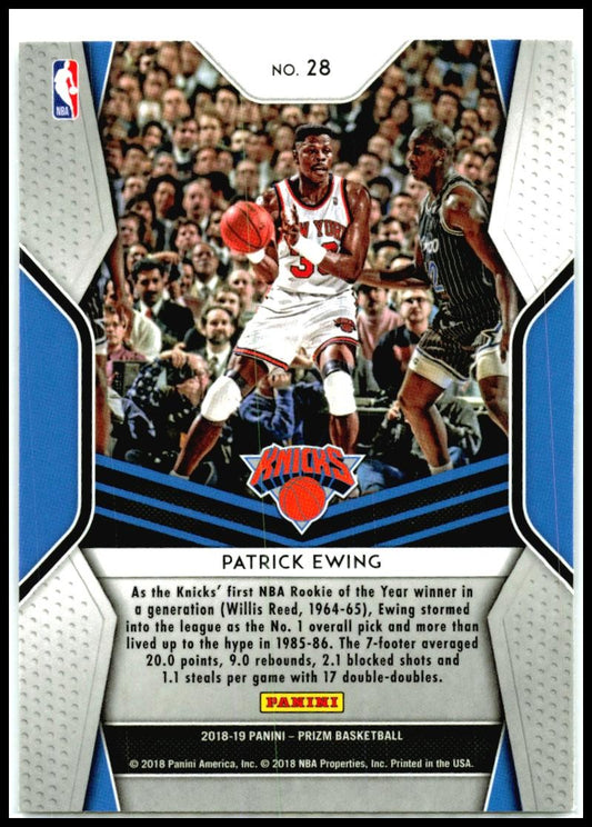 2018-19 Panini Prizm Dominance #28 Patrick Ewing New York Knicks