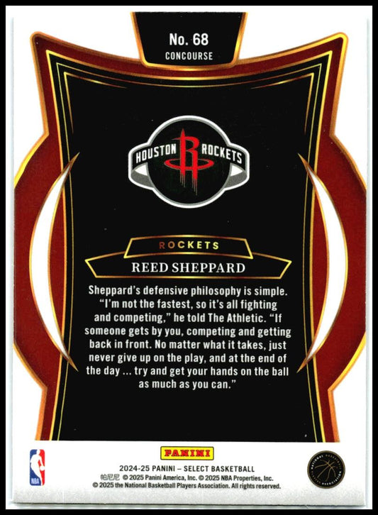 2024-25 Panini Select Blue #68 Reed Sheppard Rookie Houston Rockets