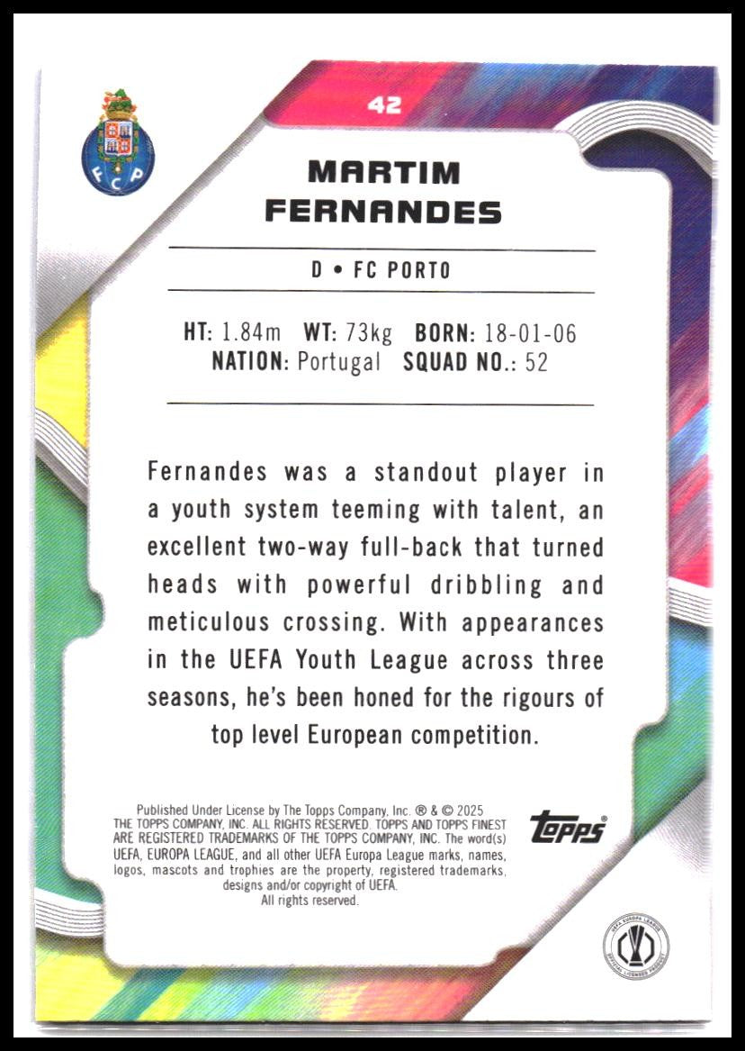Martim Fernandes #42 2024-25 Finest UEFA Club Competitions Rookie