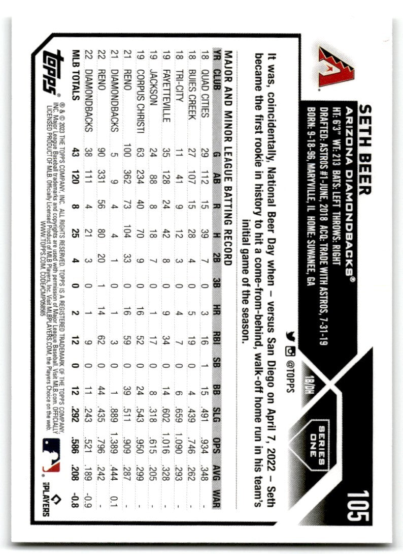2023 Topps Seth Beer Arizona Diamondbacks #105