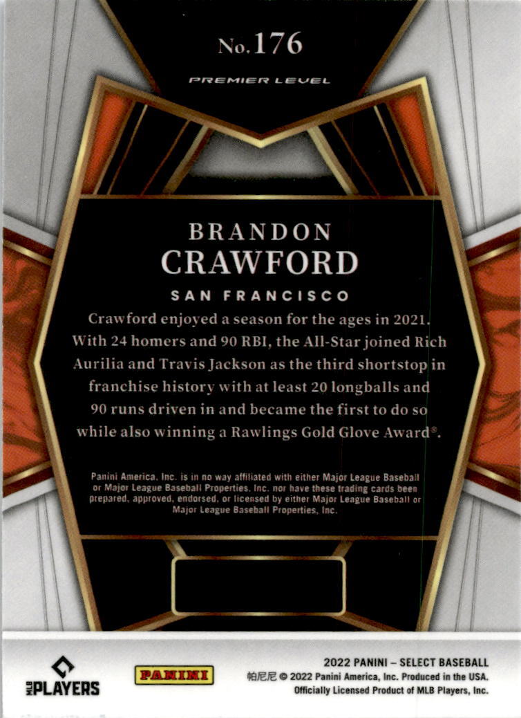 2022 Panini Select Blue Retail Base #176 Brandon Crawford San Francisco Giants