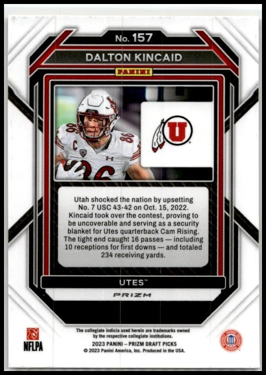 2023 Panini Prizm Draft Picks Prizms Gold Ice #157 Dalton Kincaid Utah Utes