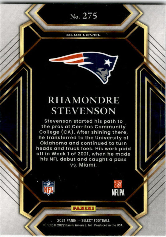 2021 Panini Select #275 Rhamondre Stevenson Rookie