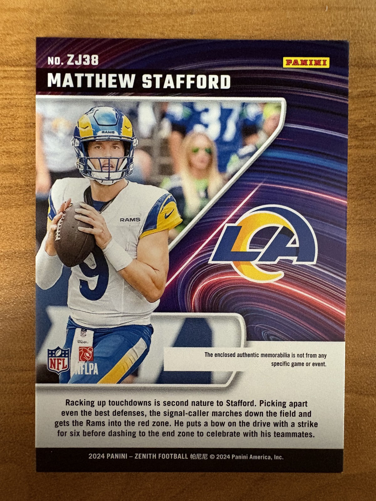 2024 Panini Zenith Z Jersey #ZJ38 Matthew Stafford Los Angeles Rams