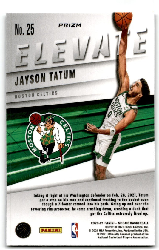 2020-21 Panini Mosaic Elevate Mosiac Prizm Jayson Tatum Boston Celtics #25