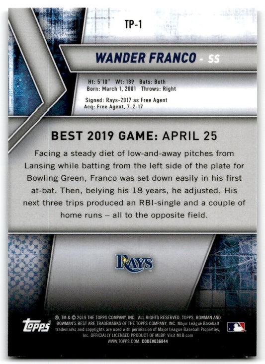2019 Bowman's Best Top Prospects Wander Franco Rookie Tampa Bay Rays #TP-1