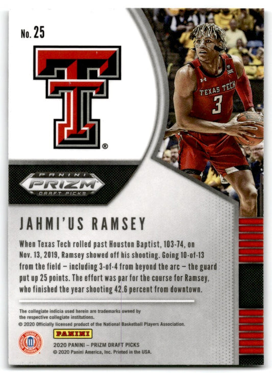 2020-21 Panini Prizm Draft Picks Jahmi'us Ramsey Texas Tech Red Raiders #25