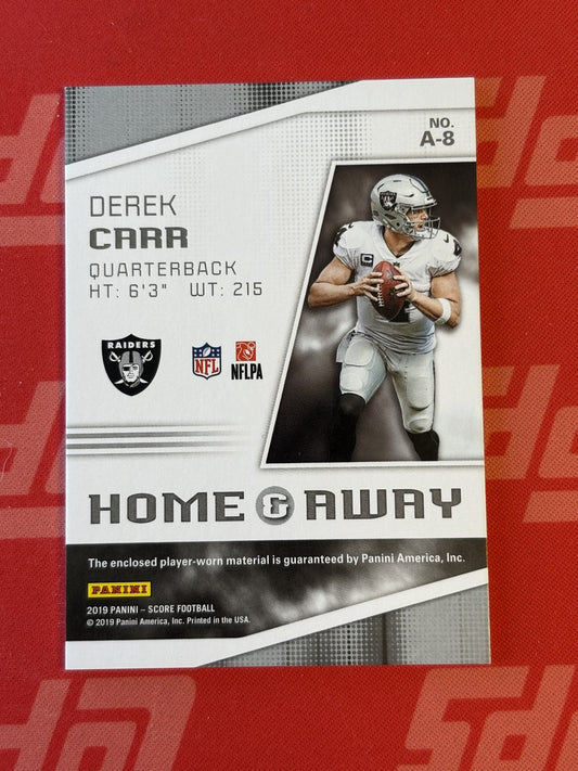 2019 Score Home and Away (Away) #A-8 Derek Carr Oakland Raiders