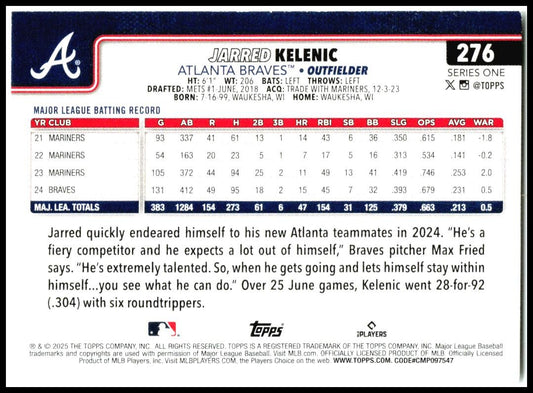 2025 Topps #276 Jarred Kelenic Atlanta Braves