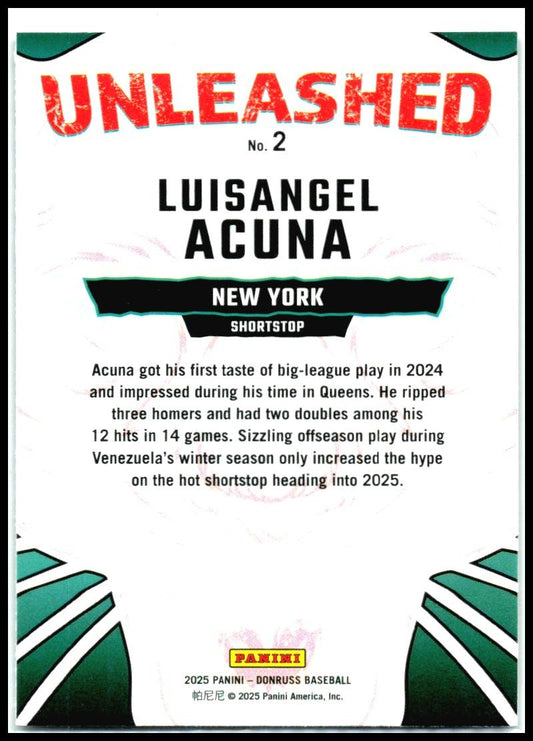 2025 Donruss Unleashed #2 Luisangel Acuna New York Mets
