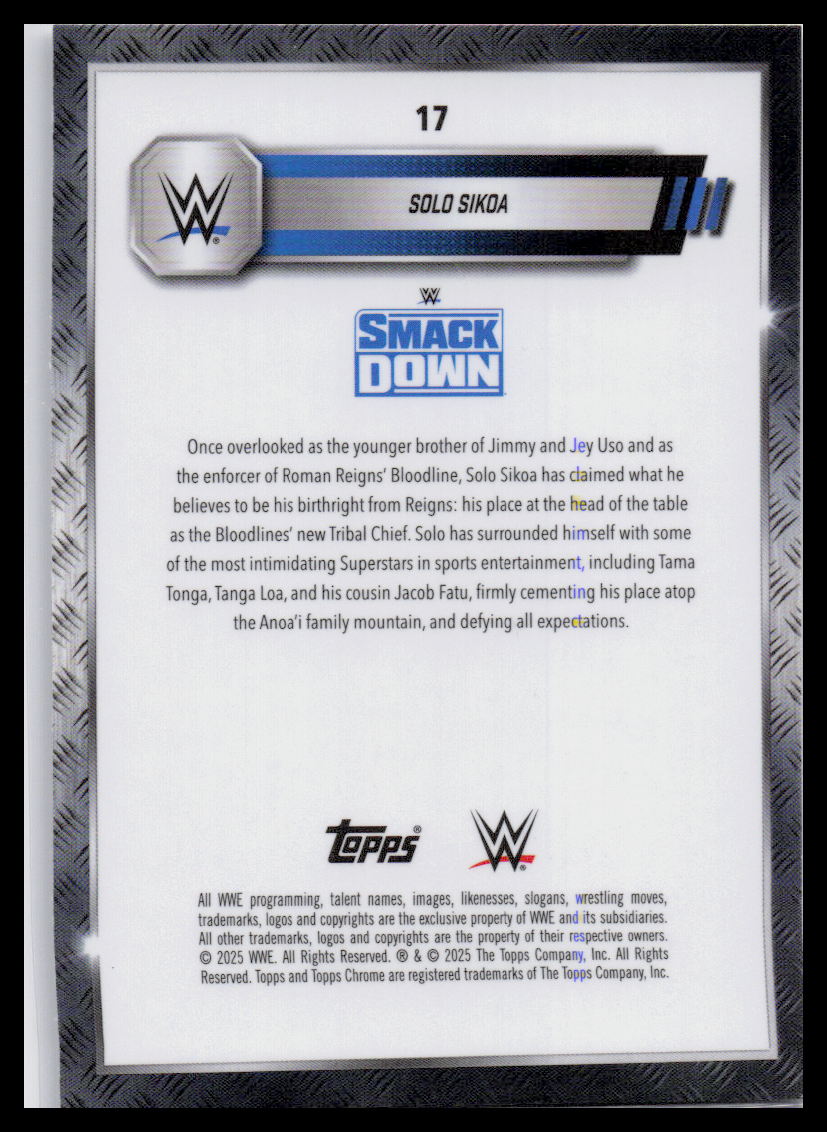 2024 Topps Chrome WWE #17 Solo Sikoa