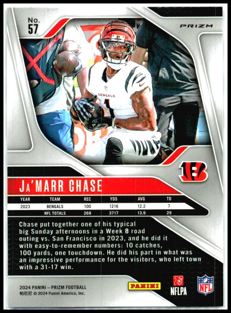 2024 Panini Prizm Red White and Blue #57 Ja'Marr Chase Cincinnati Bengals
