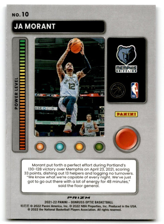 2021-22 Panini Donruss Optic T-Minus 3, 2, 1 Holo Prizm Ja Morant Memphis