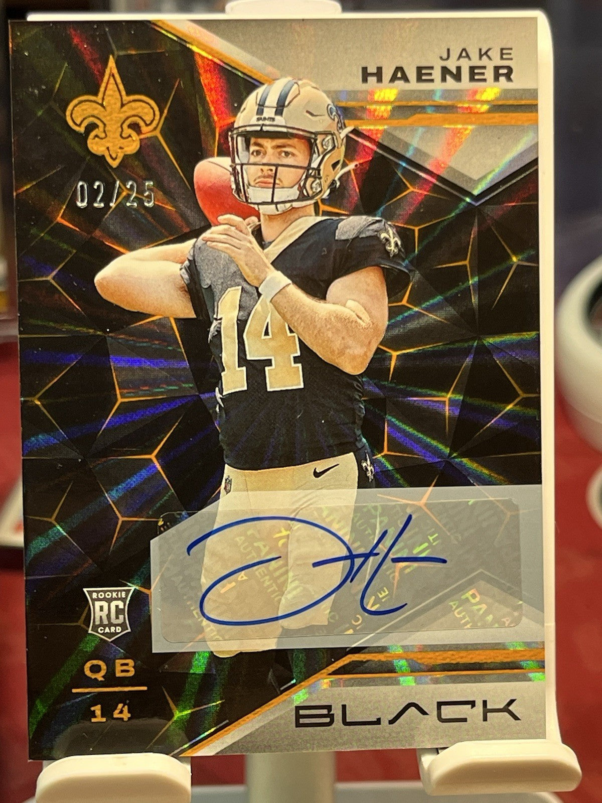 2023 Panini Black #158 JAKE HAENER RC Auto #/25 NEW ORLEANS SAINTS