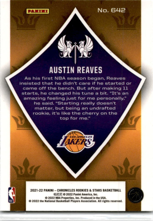 2021-22 Panini Chronicles #642 Austin Reaves Rookie Los Angeles Lakers
