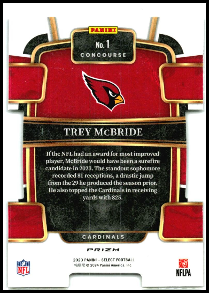 2023 Select Black and Yellow Die-Cut Prizms #1 Trey McBride Arizona Cardinals