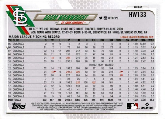 2021 Topps Holiday #HW133 Adam Wainwright St. Louis Cardinals