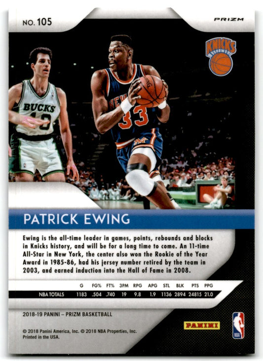 2018-19 Panini Prizm Silver Prizm Patrick Ewing New York Knicks #105