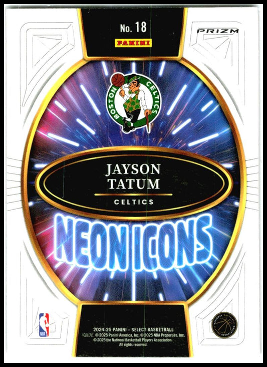 2024-25 Panini Select Neon Icons Red Prizms #18 Jayson Tatum Boston Celtics