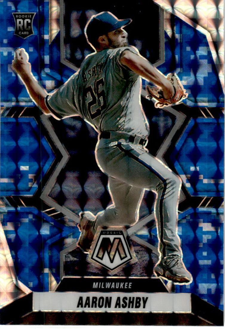 2022 Panini Mosaic Blue Camo Mosaic Prizm #231 Aaron Ashby Milwaukee Brewers