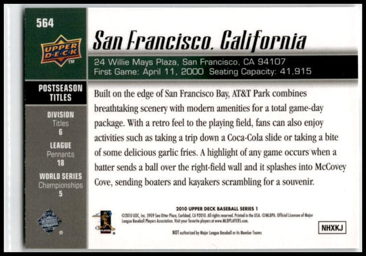 2010 Upper Deck #564 Giants Ballpark San Francisco Giants