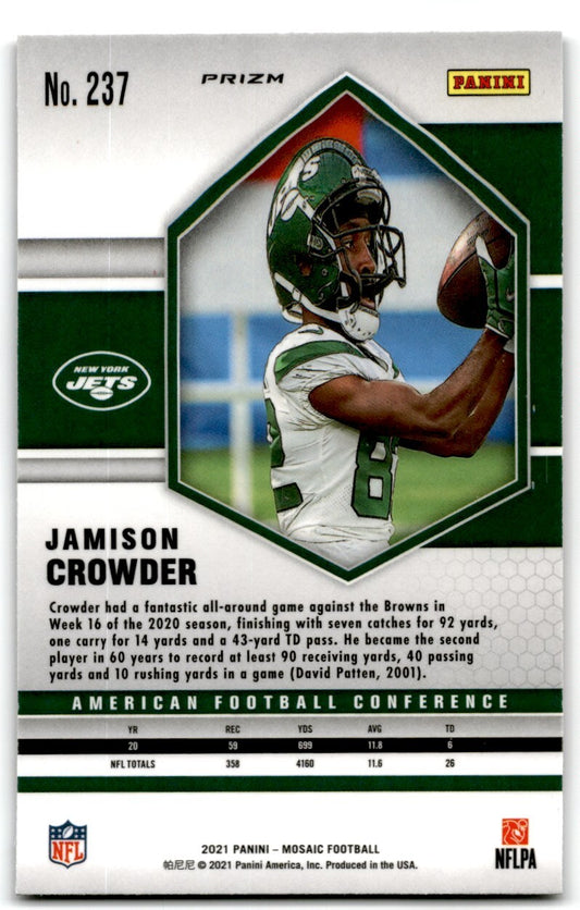 2021 Panini Mosaic AFC Red Prizm Jamison Crowder New York Jets #237